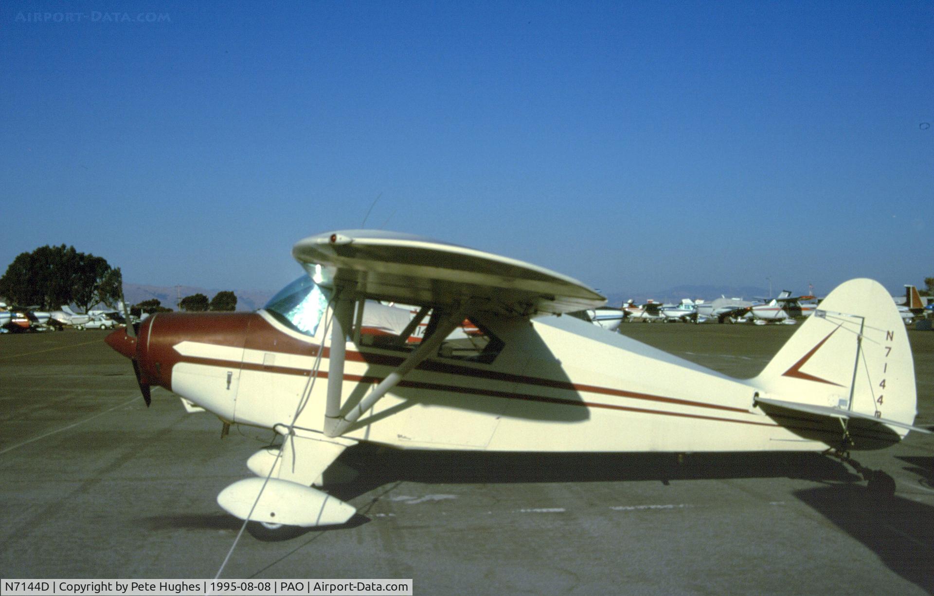 N7144D, 1957 Piper PA-22-150 C/N 22-5007, Pa-22 tail-wheel conversion at Palo Alto CA