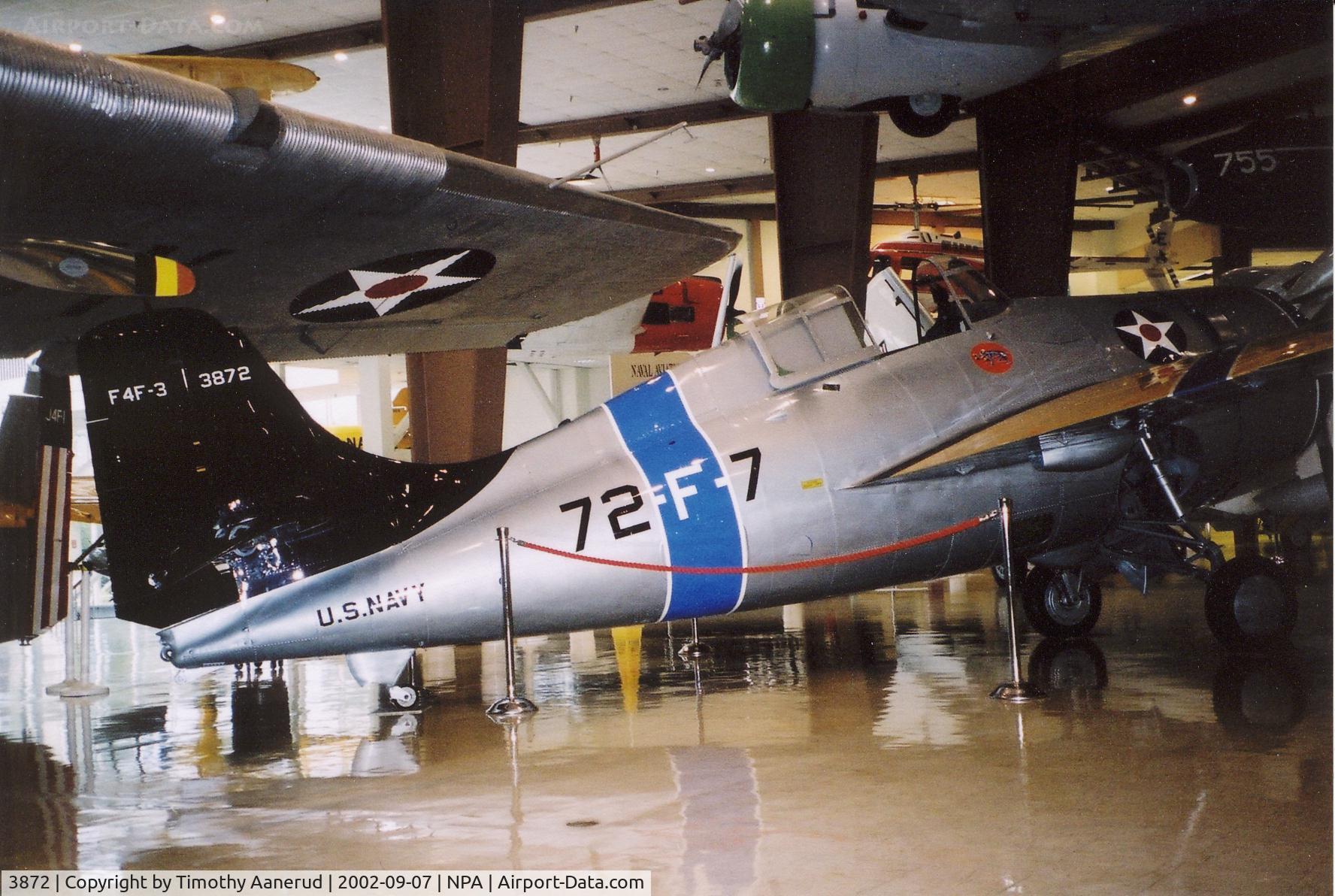 3872, Grumman F4F-3 Wildcat C/N 754, National Museum of Naval Aviation, F4F-3 Wildcat, BuNo 3872, ditched in Lake Michigan off carrier