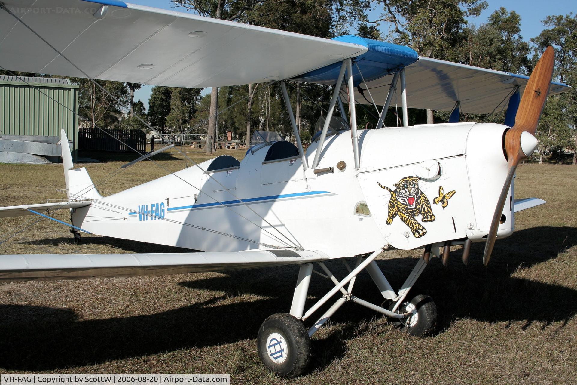 VH-FAG, 1941 De Havilland Australia DH-82A Tiger Moth C/N DHA335, Image taken at Caboolture Airfield QLD Aus.