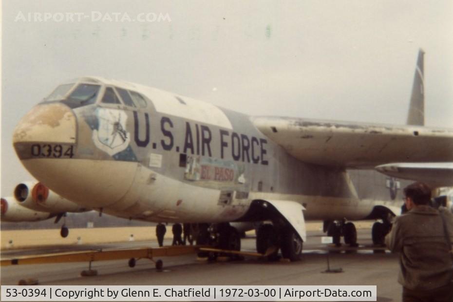 53-0394, 1953 Boeing B-52B-35-BO Stratofortress C/N 16873, B-52B at the Air Force Museum. Scrapped 1994, nose to Soplata collection