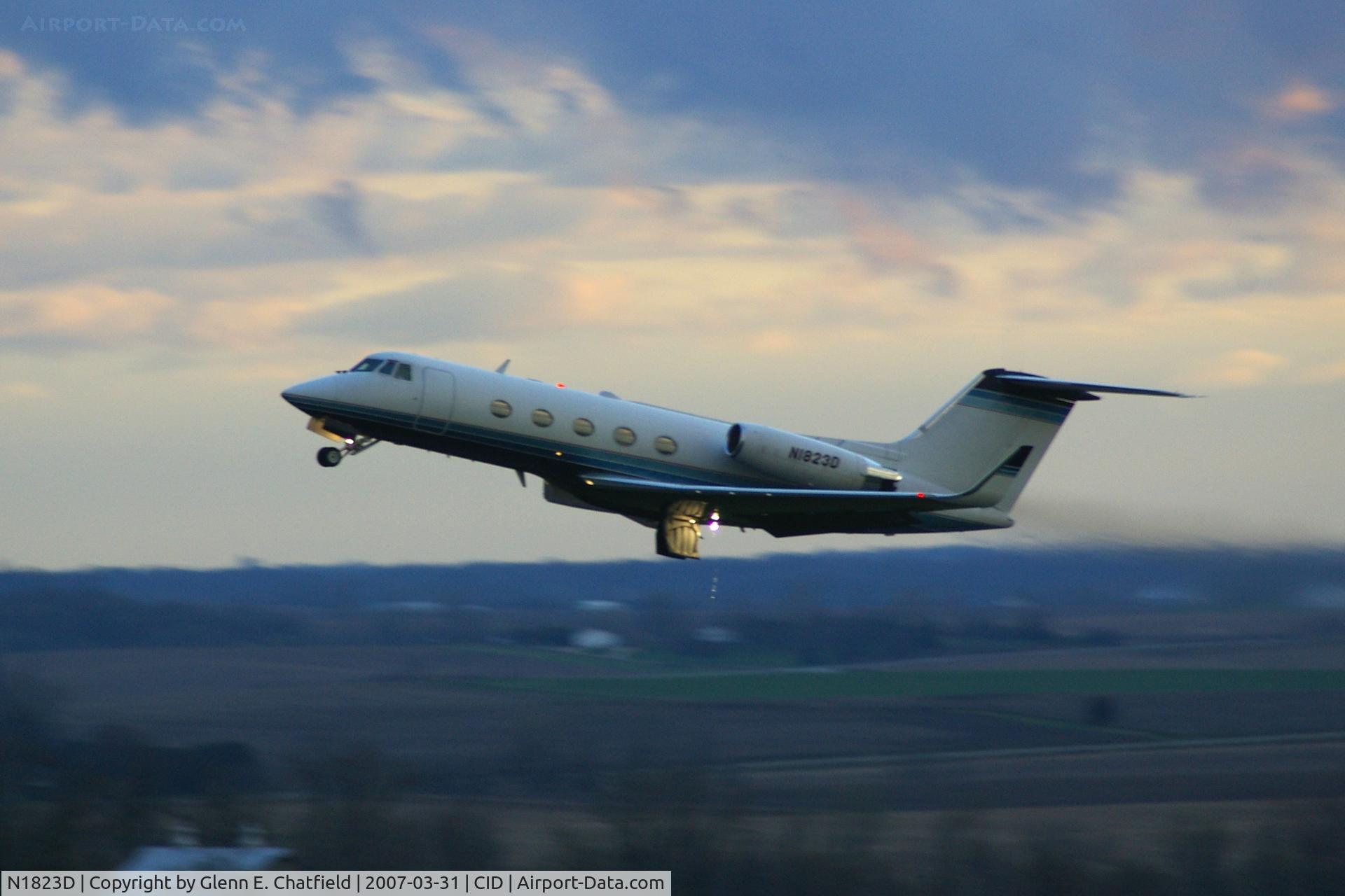 N1823D, 1969 Grumman G-1159 Gulfstream II SP C/N 59, After the storm, sunset takeoff