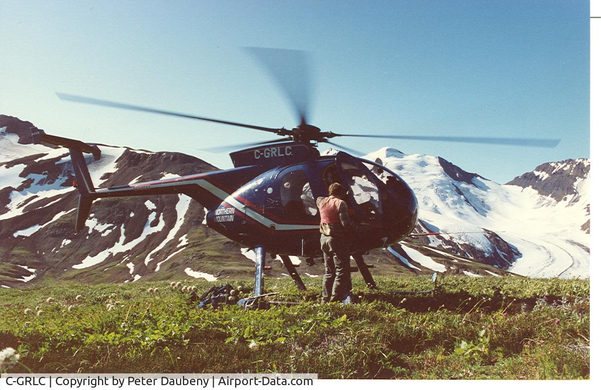 C-GRLC, 1998 Hughes 369D C/N 280260D, Photograph taken summer, 1991, NW BC.  Database problem, C-GRLC is not a Piper
