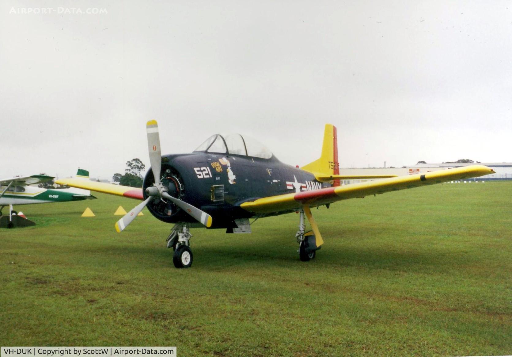 VH-DUK, 1951 North American T-28D Trojan C/N 173-374, my very first 35mm shot of VH-DUK. Taken 2002 I think.