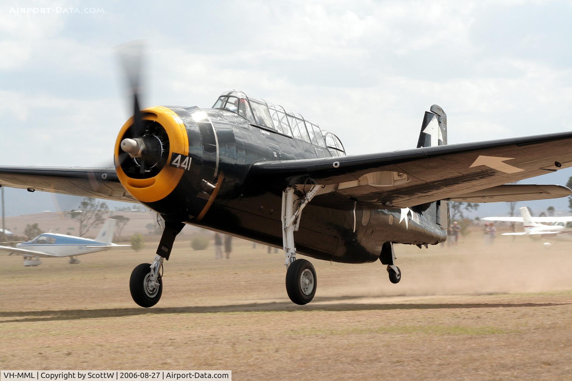 VH-MML, 1957 Grumman TBM-3E Avenger C/N 3919, image taken at the 15th annual festival of flight Watts Bridge Memorial Airfield QLD