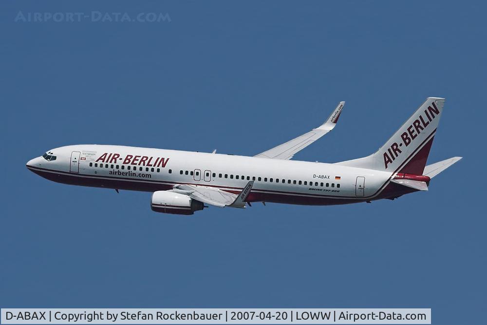 D-ABAX, 2000 Boeing 737-86J C/N 30063, Air Berlin making a hard left turn.