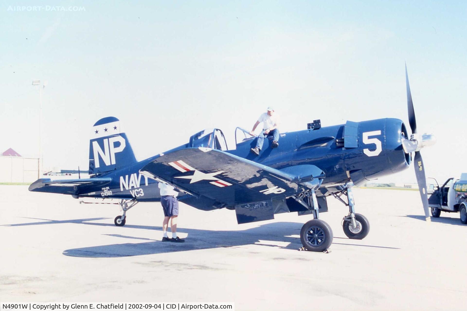 N4901W, 1951 Vought F4U-5NL Corsair C/N Not found (Bu124560), F4U-5NL 124560 stopping over for fuel