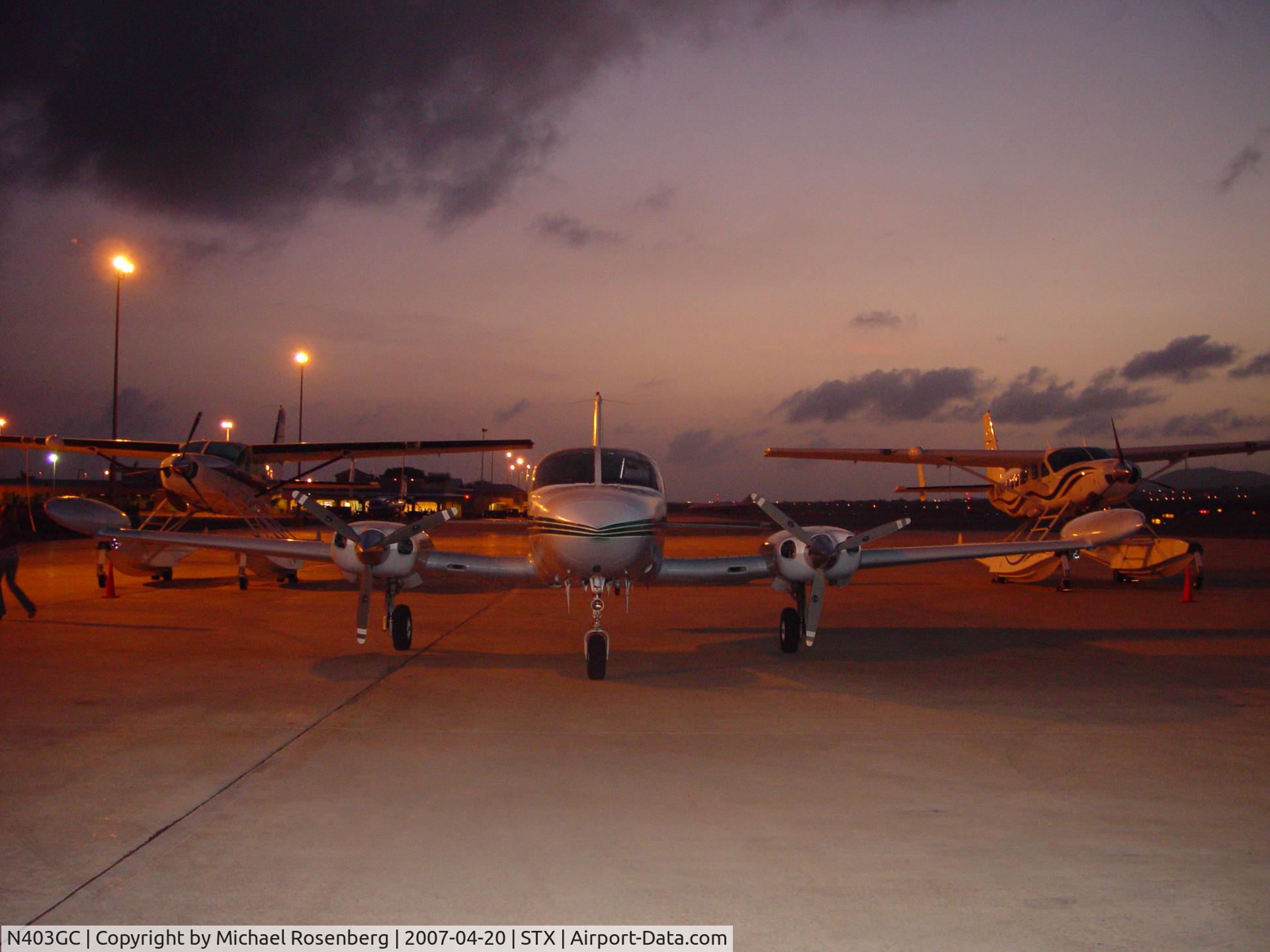 N403GC, 1972 Cessna 402B C/N 402B0305, Sunset at STX