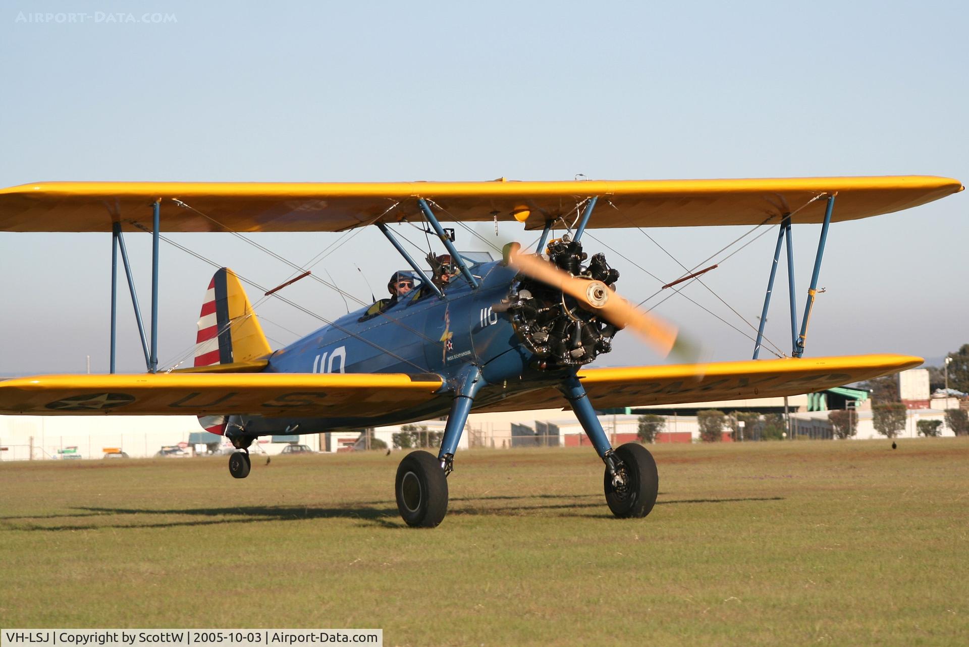 VH-LSJ, 1942 Boeing B75N1 C/N 75-6684, part of a number of classic and antique aircraft that took part in the great circle air safari october 2005