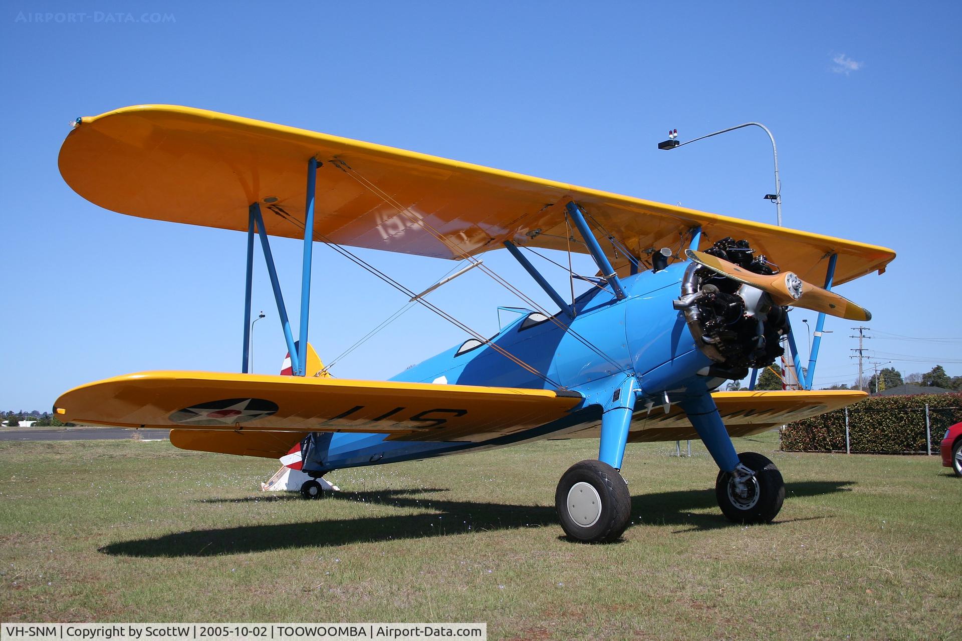 VH-SNM, 1940 Boeing A75N1 C/N 75-528, image taken at Toowoomba