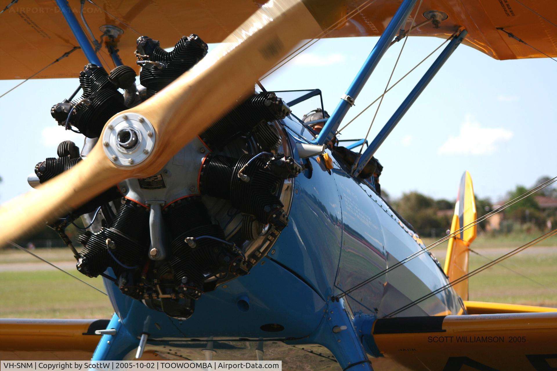 VH-SNM, 1940 Boeing A75N1 C/N 75-528, image taken at Toowoomba