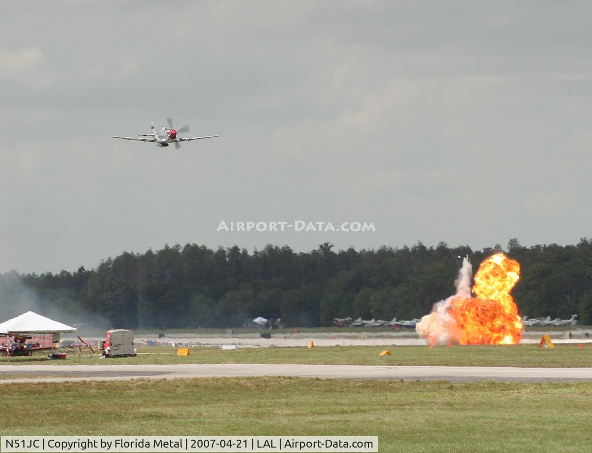 N51JC, 1944 North American P-51D Mustang C/N 122-38798, P-51 with pyros