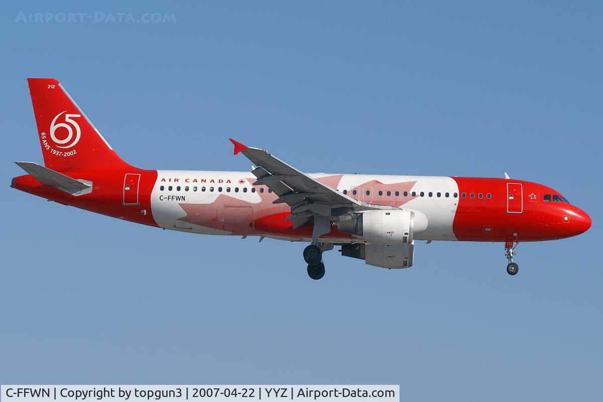 C-FFWN, 1991 Airbus A320-211 C/N 159, Short final for RWY23.