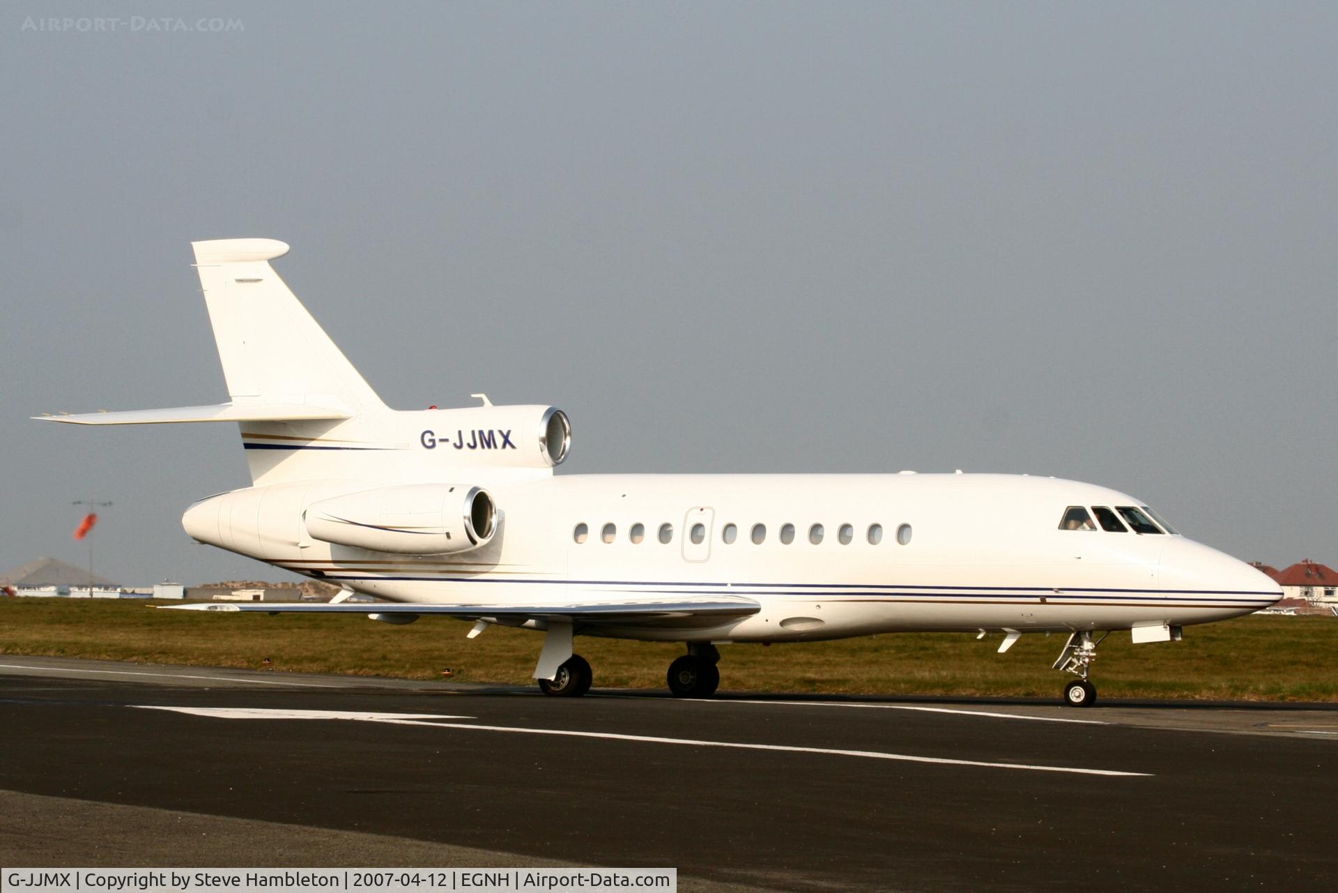 G-JJMX, 2002 Dassault Falcon 900EX C/N 112, Early morning arrival at Blackpool, UK