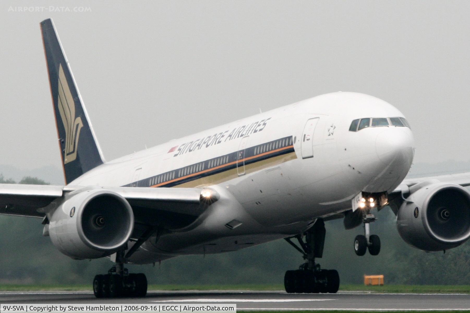 9V-SVA, 2001 Boeing 777-212/ER C/N 28524, Leaving Manchester, bound for Singapore