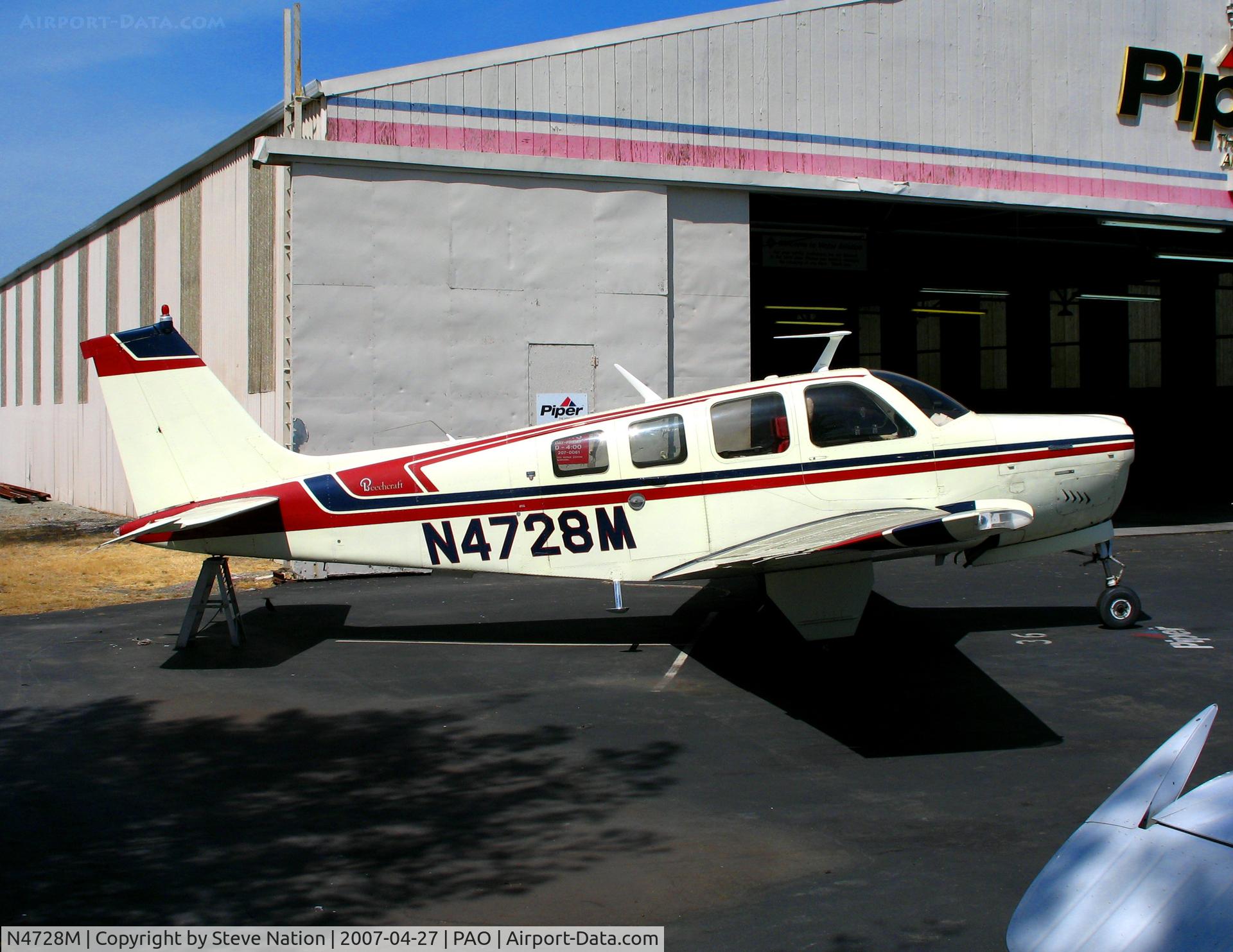 N4728M, 1978 Beech A36 Bonanza 36 C/N E-1256, Kahuna Aircraft Leasing 1978 Beech A36 Bonanza sans prop@ Palo Alto, CA