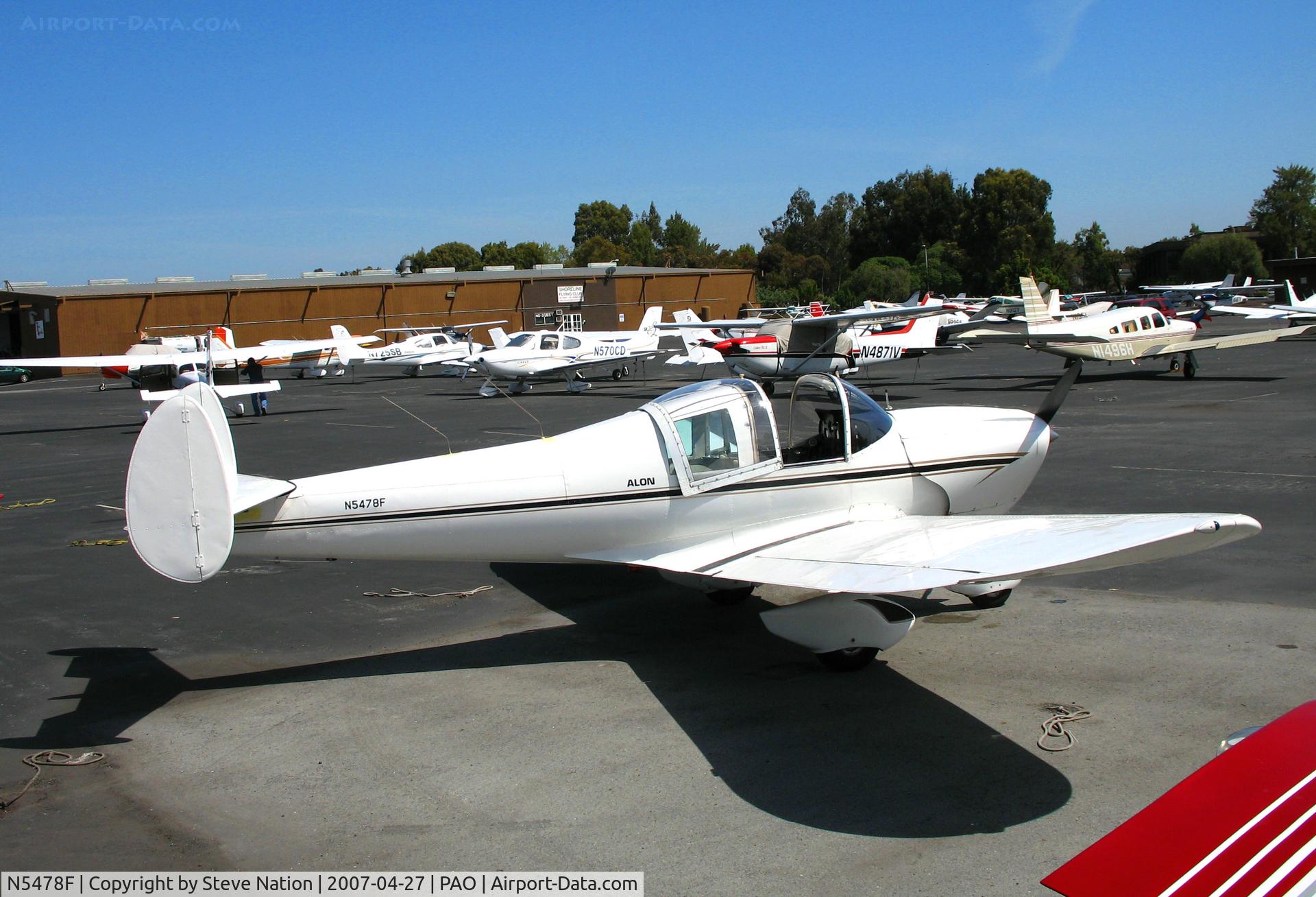 N5478F, 1968 Alon A2A Aircoupe C/N B-278, Palo Alto A/S 1968 Alon A-2A @ Palo Alto, CA