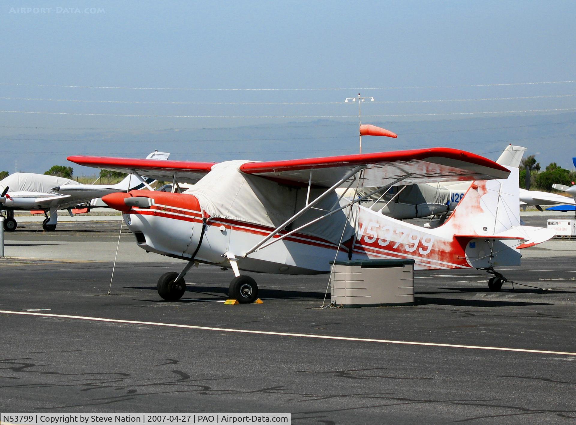 N53799, 1975 Bellanca 7KCAB Citabria C/N 544-75, Scruffy 1975 Bellanca 7KCAB with cover @ Palo Alto, CA