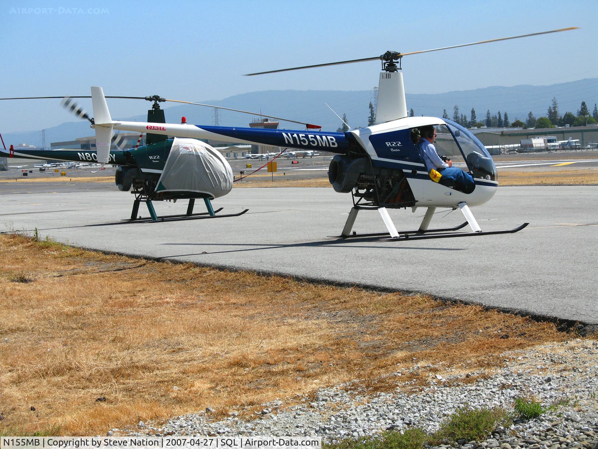 N155MB, 1990 Robinson R22 BETA C/N 1550, 1990 Robinson R22 BETA touching down @ San Carlos, CA