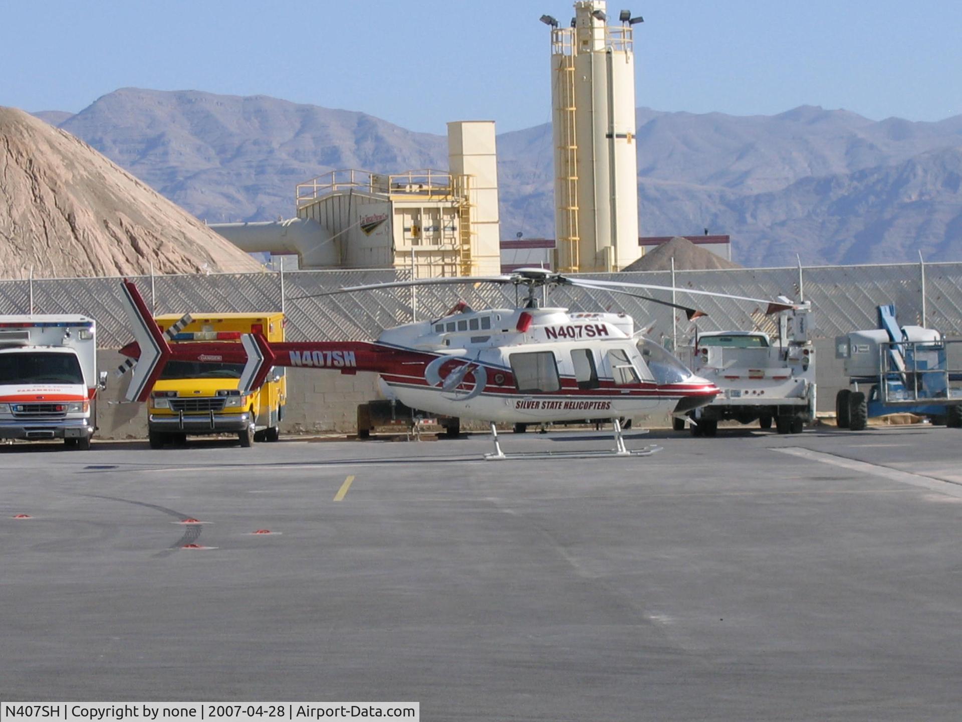 N407SH, 1996 Bell 407 C/N 53045, Bell 407 at Silver State Helicopters Headquarters.