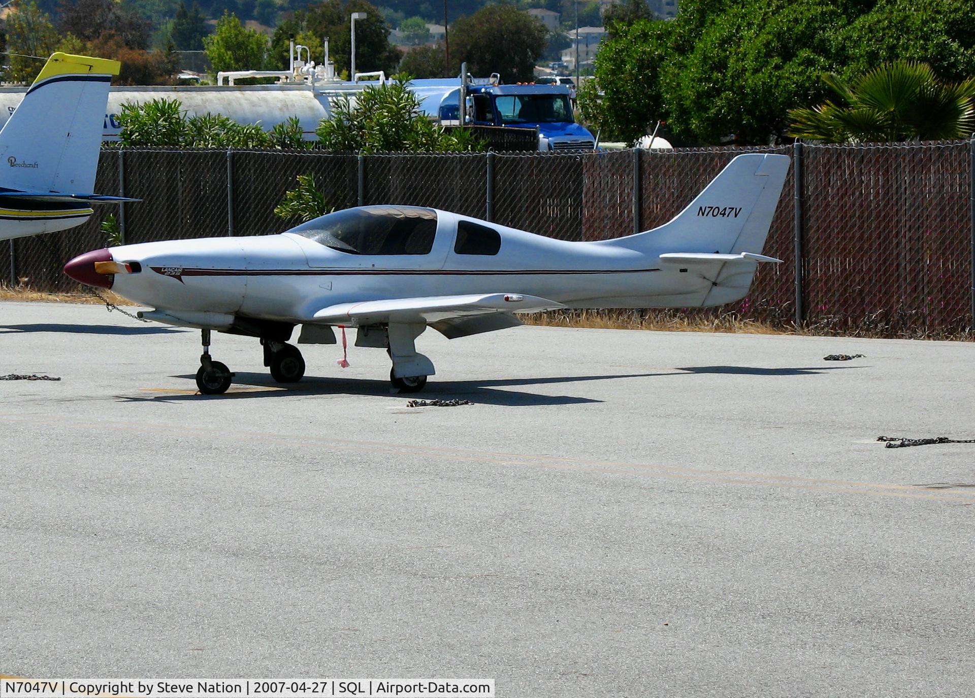 N7047V, 1985 Lancair 235 C/N 041, Sellman 1985 LANCAIR 235 visiting from Vacaville/Nut Tree Airport @ San Carlos, CA