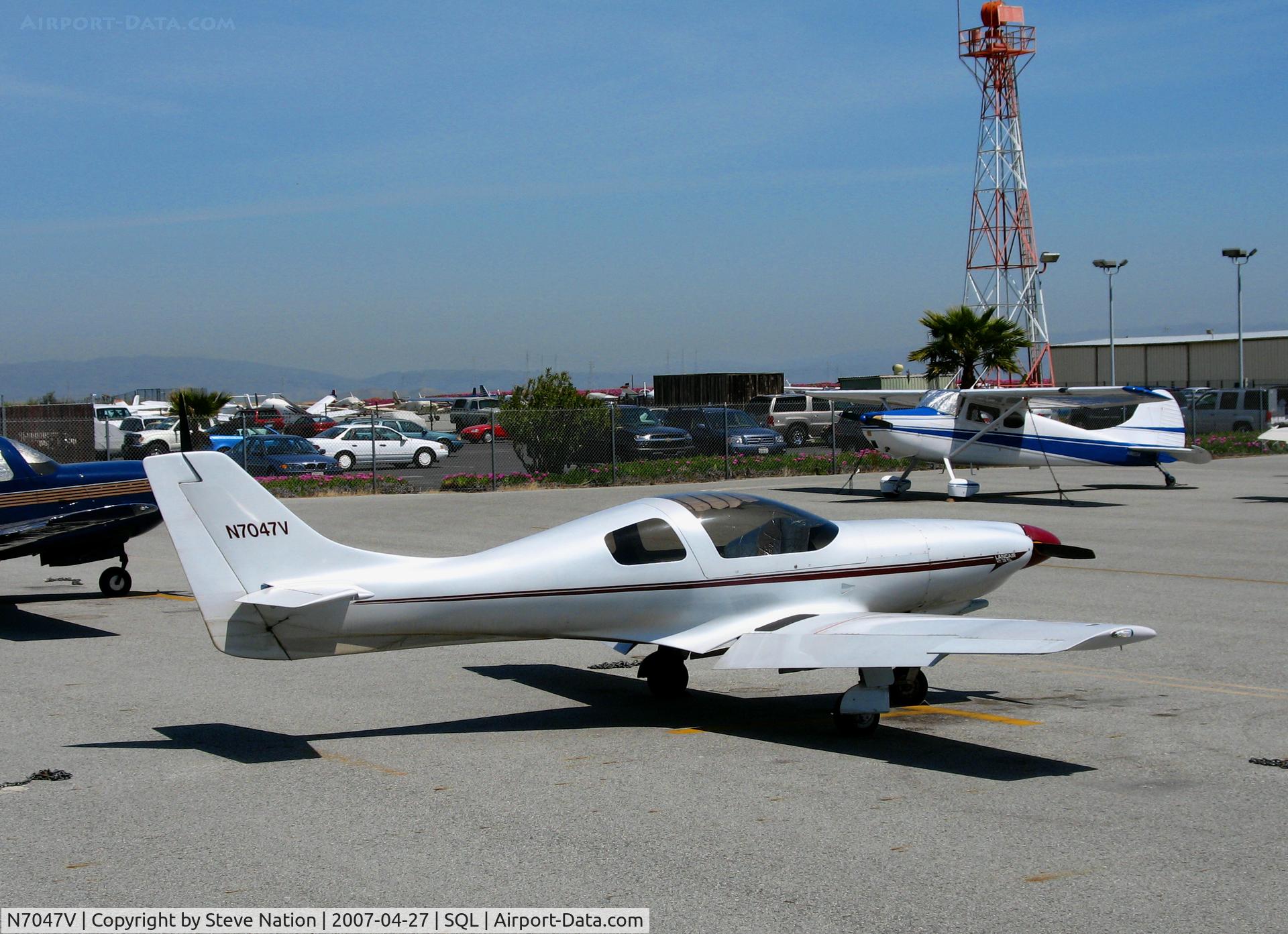 N7047V, 1985 Lancair 235 C/N 041, Sellman 1985 LANCAIR 235 visiting from Vacaville/Nut Tree Airport @ San Carlos, CA