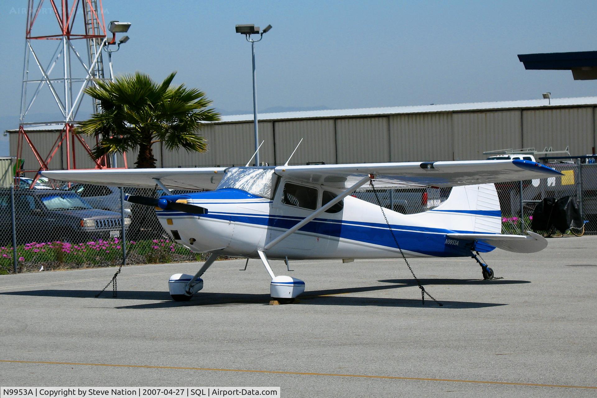 N9953A, 1950 Cessna 170A C/N 19313, Sharp looking 1950 Cessna 170A visiting from Grass Valley @ San Carlos, CA