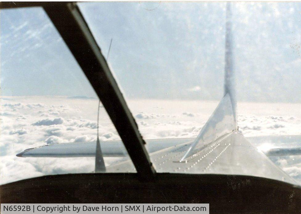 N6592B, 1979 Cessna 152 C/N 15283956, Over the Santa Maria valley fog.