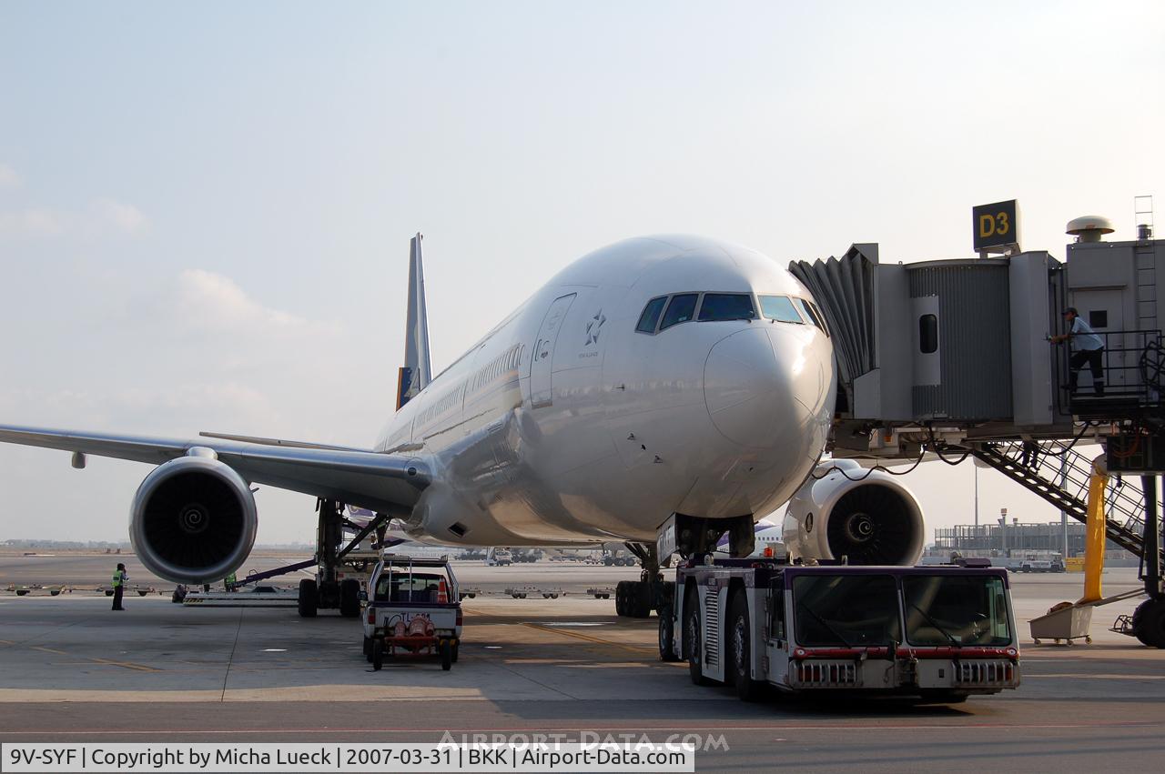9V-SYF, 2001 Boeing 777-312 C/N 30868, At Bangkok's new airport
