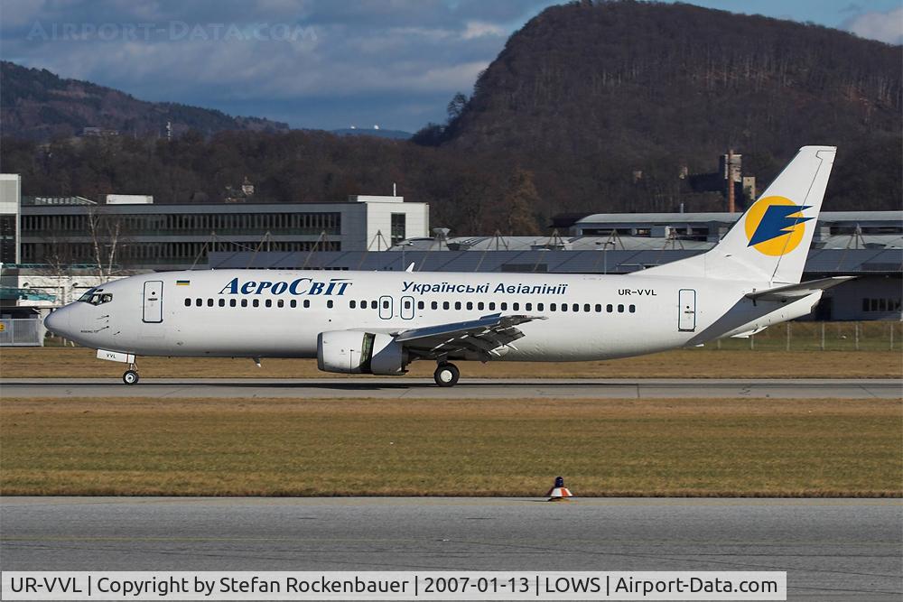 UR-VVL, Boeing 737-448 C/N 25052/2036, AeroSvit 737 arriving Salzburg.
