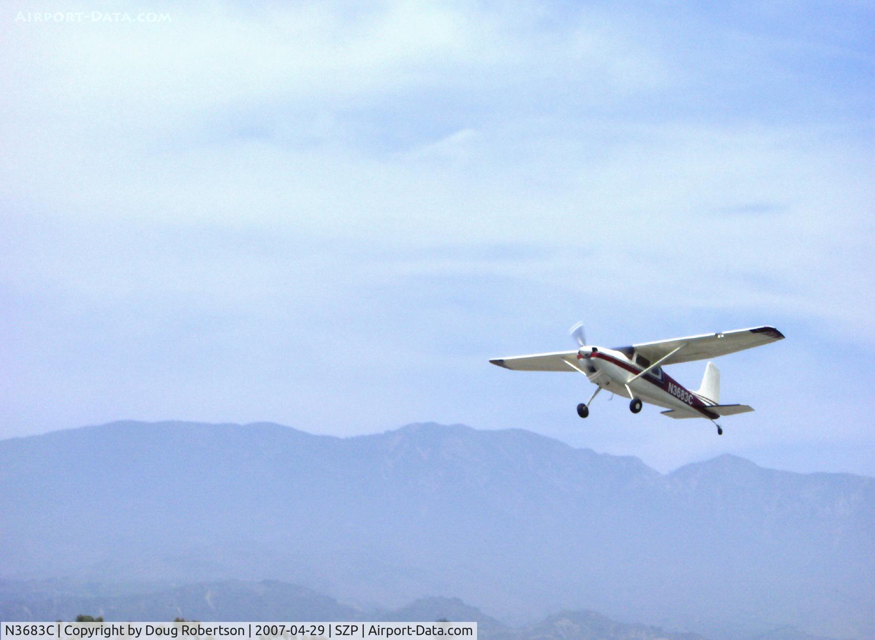N3683C, 1954 Cessna 180 C/N 31182, 1954 Cessna 180, Continental O-470 225 Hp, 2nd takeoff climb from Rwy 22