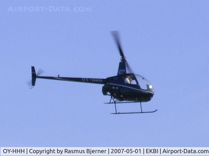 OY-HHH, 1989 Robinson R22 Beta C/N 1080, OY-HHH just departed from Billund Airport