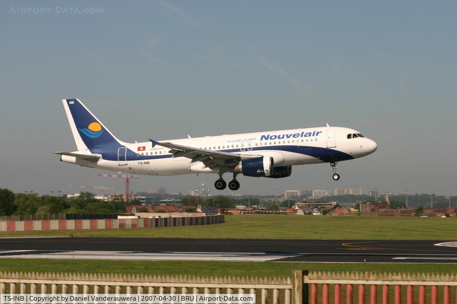 TS-INB, 2000 Airbus A320-214 C/N 1175, just before landing on rwy 02