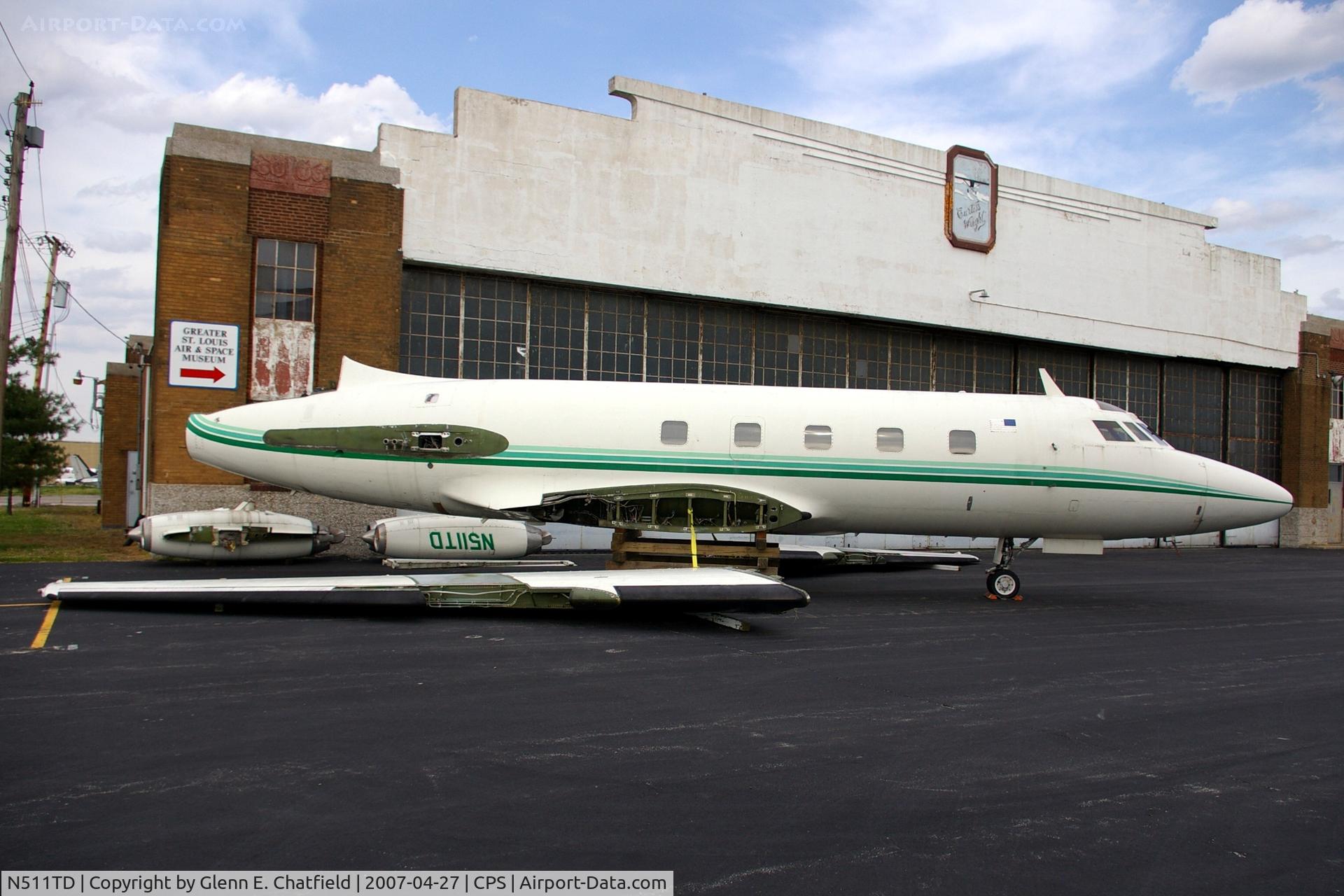 N511TD, 1969 Lockheed L-1329-23E JetStar C/N 5145, Once owned by Howard Hughes.  Awaiting reassembly at the Greater St. Louis Aviation Museum