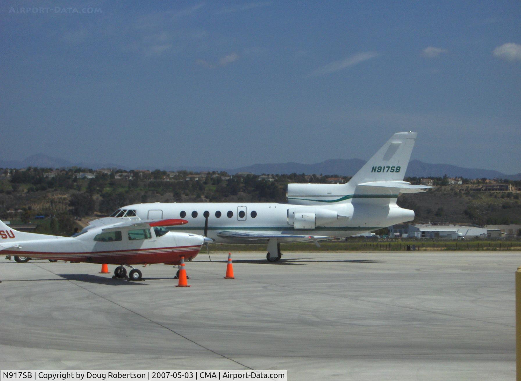 N917SB, 1980 Dassault-Breguet Falcon 50 C/N 14, 1980 Dassault Breguet Mystere FALCON 50, three Airesearch TFE731-3 turbofans each rated at 3,700 lb st  for takeoff, thrust reverser on center engine, extended range at Mach 0.75 & FAR 121 reserves 3,910 statute miles, tow to respot