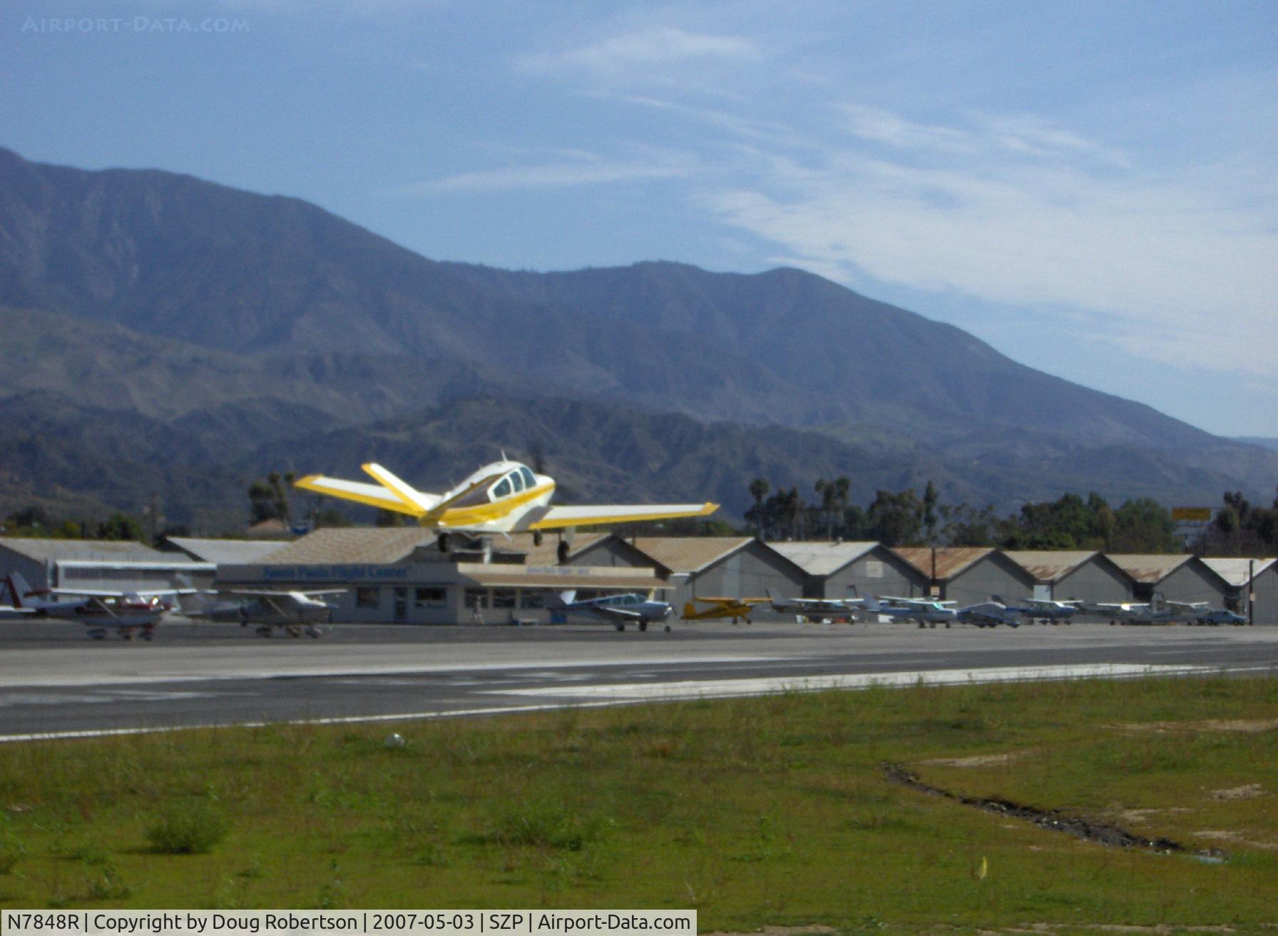 N7848R, 1968 Beech V35A Bonanza C/N D-8904, 1968 Beech V35A BONANZA, Continental IO-550 300 Hp upgrade, takeoff climb Rwy 04