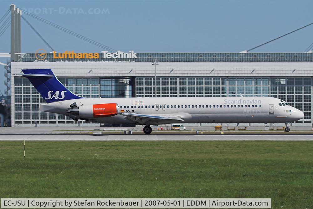 EC-JSU, 1990 McDonnell Douglas MD-87 (DC-9-87) C/N 49610, SAS is braking.