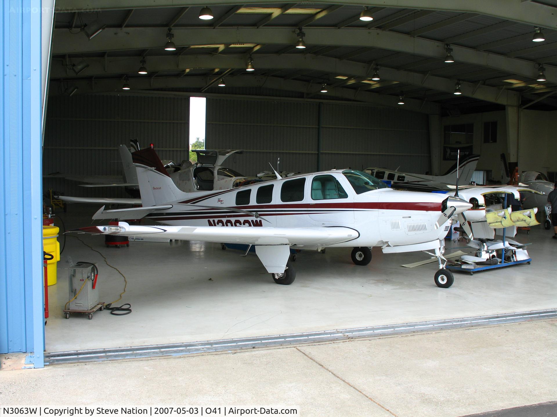 N3063W, 1998 Raytheon Aircraft Company B36TC Bonanza C/N EA-625, 1998 Raytheon B36TC Bonanza at Woodland Aviation for maintenance @ Watts-Woodland Airport, CA