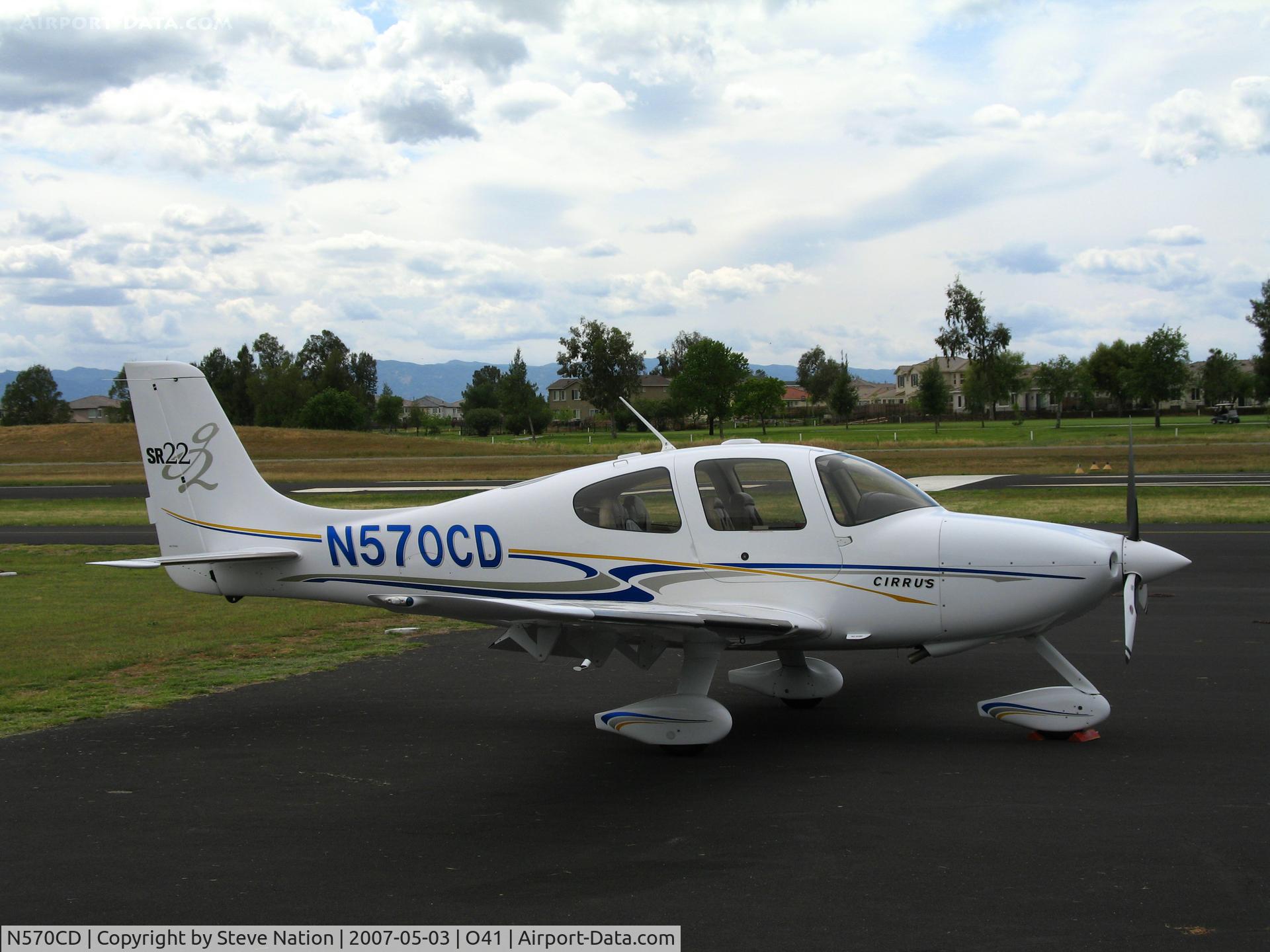 N570CD, 2005 Cirrus SR22 G2 C/N 1340, NIV Aviation 2005 Cirrus Design SR22 at Woodland Aviation for maintenance @ Watts-Woodland Airport, CA