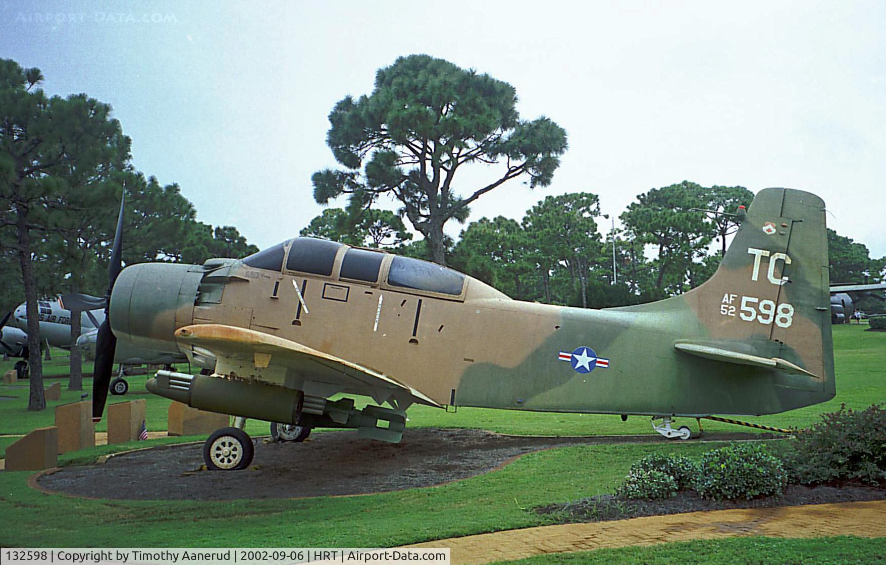 132598, Douglas A-1G Skyraider C/N 8993, Hurlburt Field Park, Douglas A-1E SkyRaider, BuNo. 132598, repainted black/gray in 2005