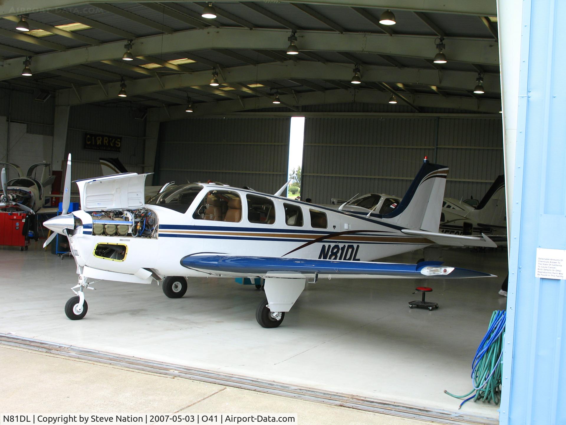 N81DL, 1977 Beech A36 Bonanza 36 C/N E-1156, 1977 Beech A36 Bonanza at Woodland Aviation @ Watts-Woodland Airport, CA