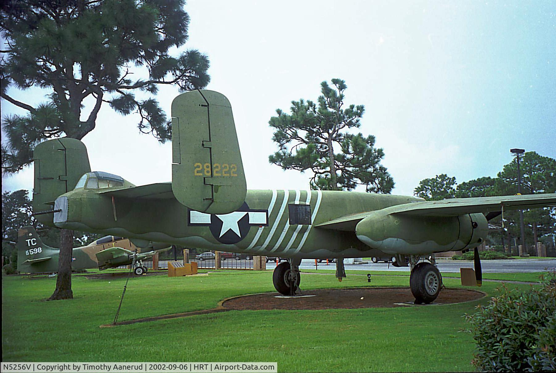 N5256V, 1943 North American TB-25N Mitchell C/N 4328222, Hurlburt Field Park, North American B-25J-10-NC, 43-28222, Ex N5256V, displayed as a B-25H
