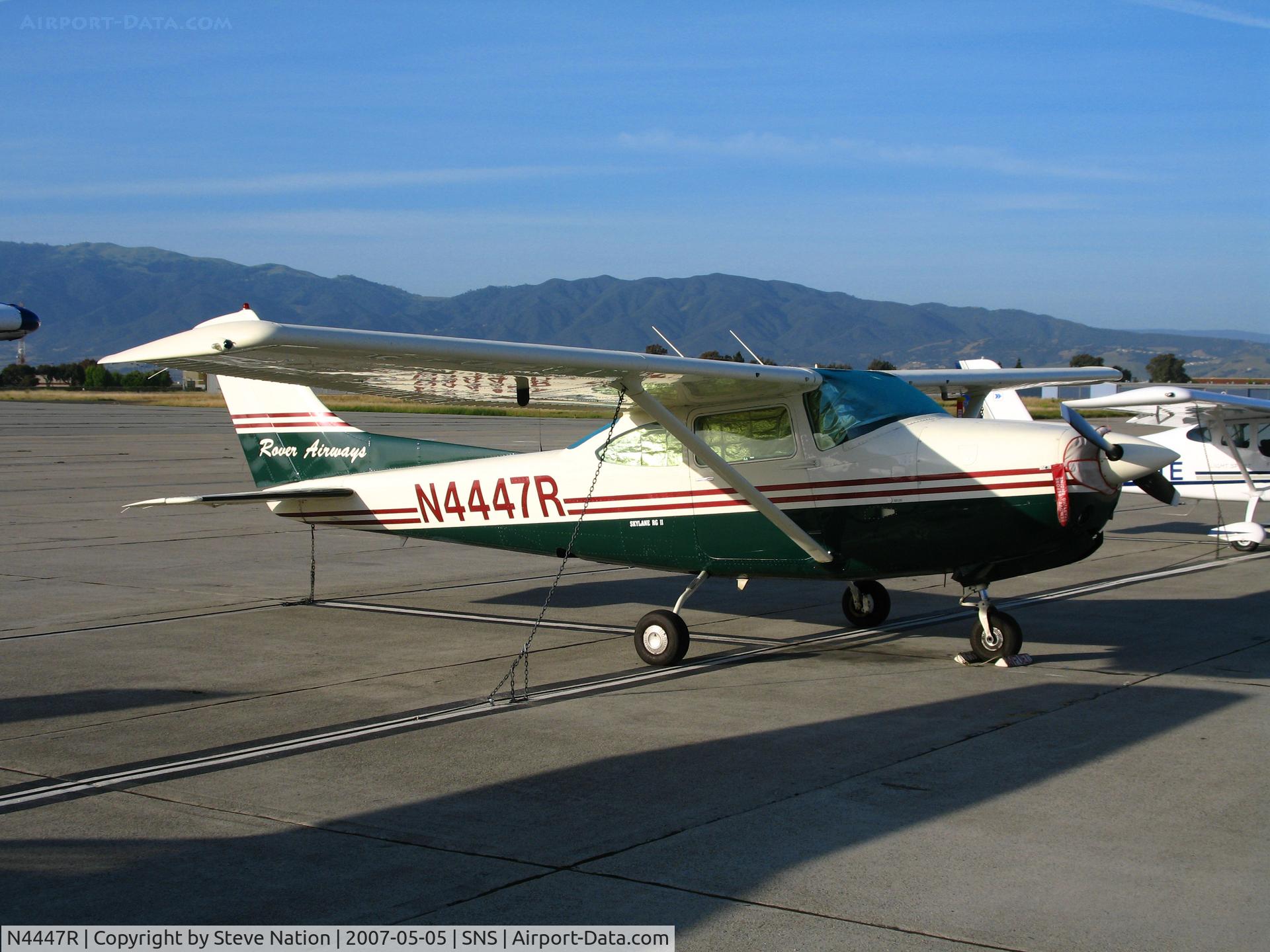 N4447R, 1978 Cessna R182 Skylane RG C/N R18200601, Rover Airways (titles) 1976 Cessna R182 visiting from Colorado @ Salinas, CA