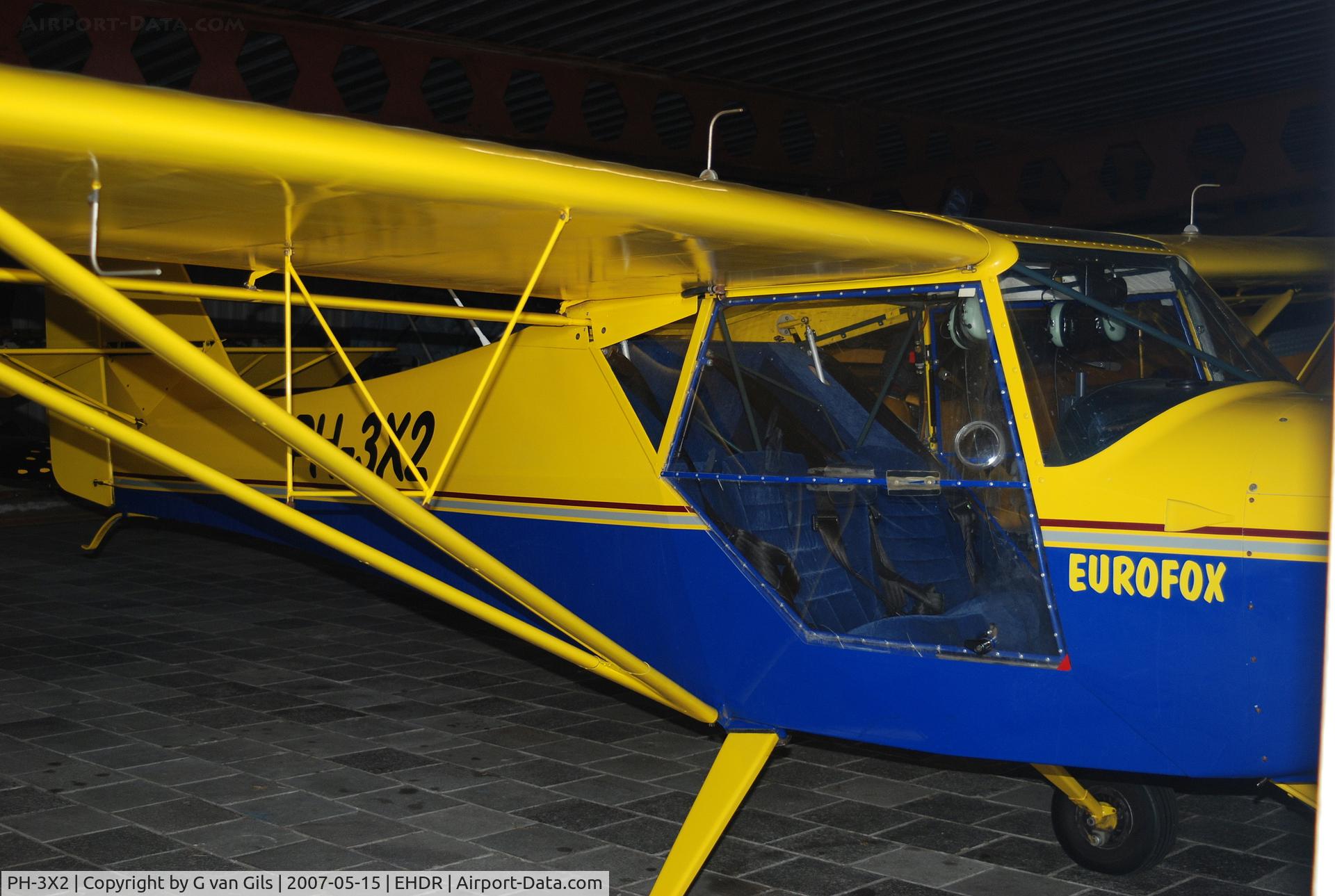 PH-3X2, Aeropro Eurofox C/N 17605, The Eurofox PH-3X2 in front of a hangar at Drachten airfield 15 05 2007.