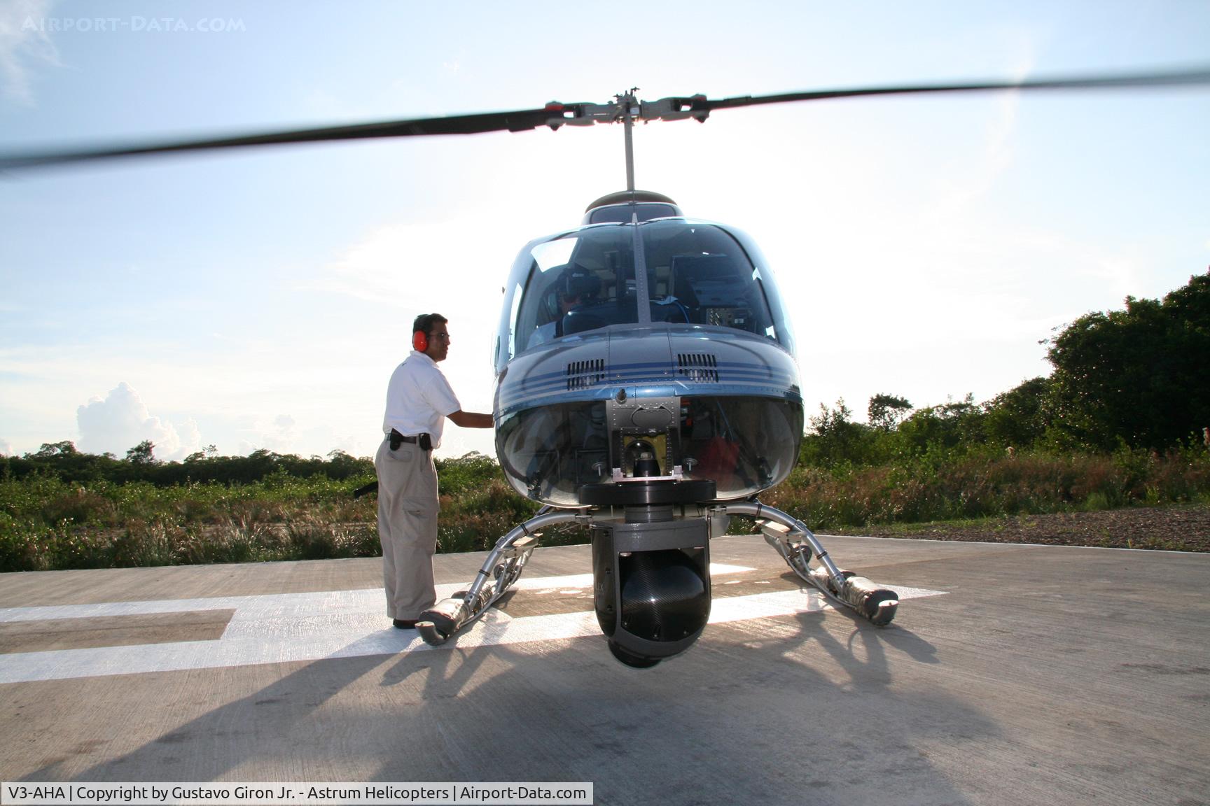 V3-AHA, Bell 206B JetRanger III C/N 4214, Astrum Helicopters' Bell 206 Jet Ranger B3 with Cineflex HD