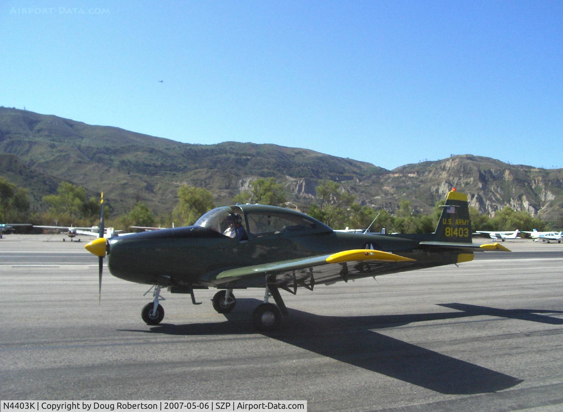 N4403K, 1948 Ryan Navion C/N NAV-4-1403, 1948 Ryan NAVION as L-17B, Continental E-185 (pilot/owner states 225 Hp), taxi to tie down