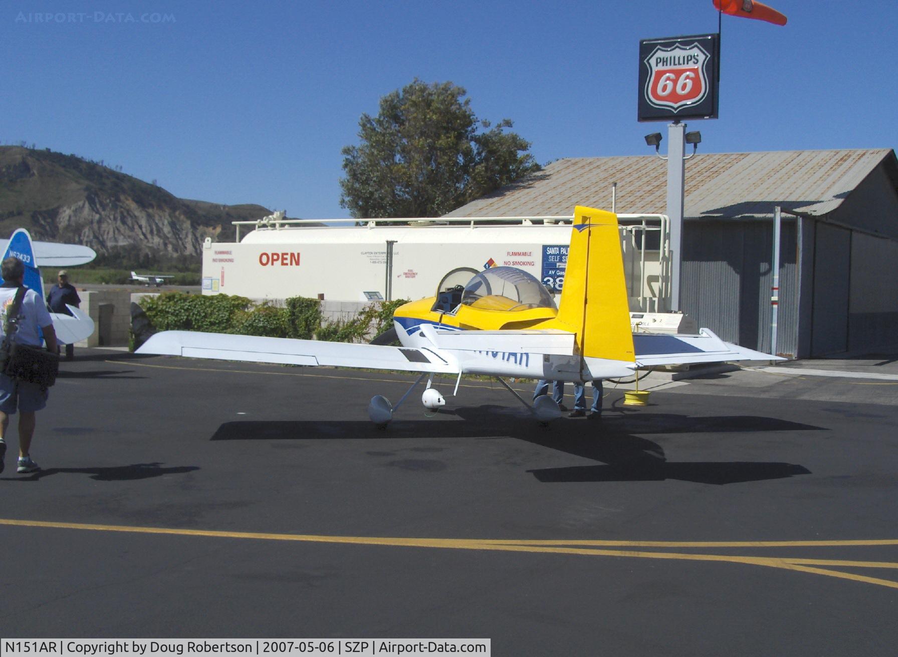 N151AR, 2006 Vans RV-8A C/N 82290, 2006 Oliver VAN's RV-8A. Lycoming O-360-A1A 180 Hp, refueling