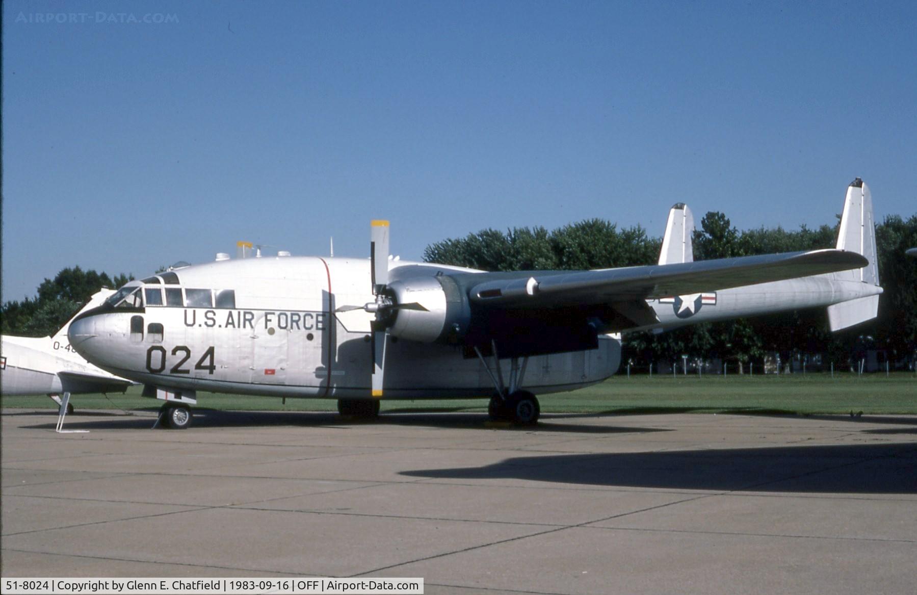 51-8024, 1951 Fairchild C-119F-FA Flying Boxcar C/N 10767, C-119F at the old Strategic Air Command Museum