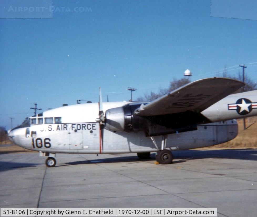 51-8106, 1951 Fairchild C-119F-KM Flying Boxcar C/N 109, C-119F from Clinton County AFB, OH for jump school