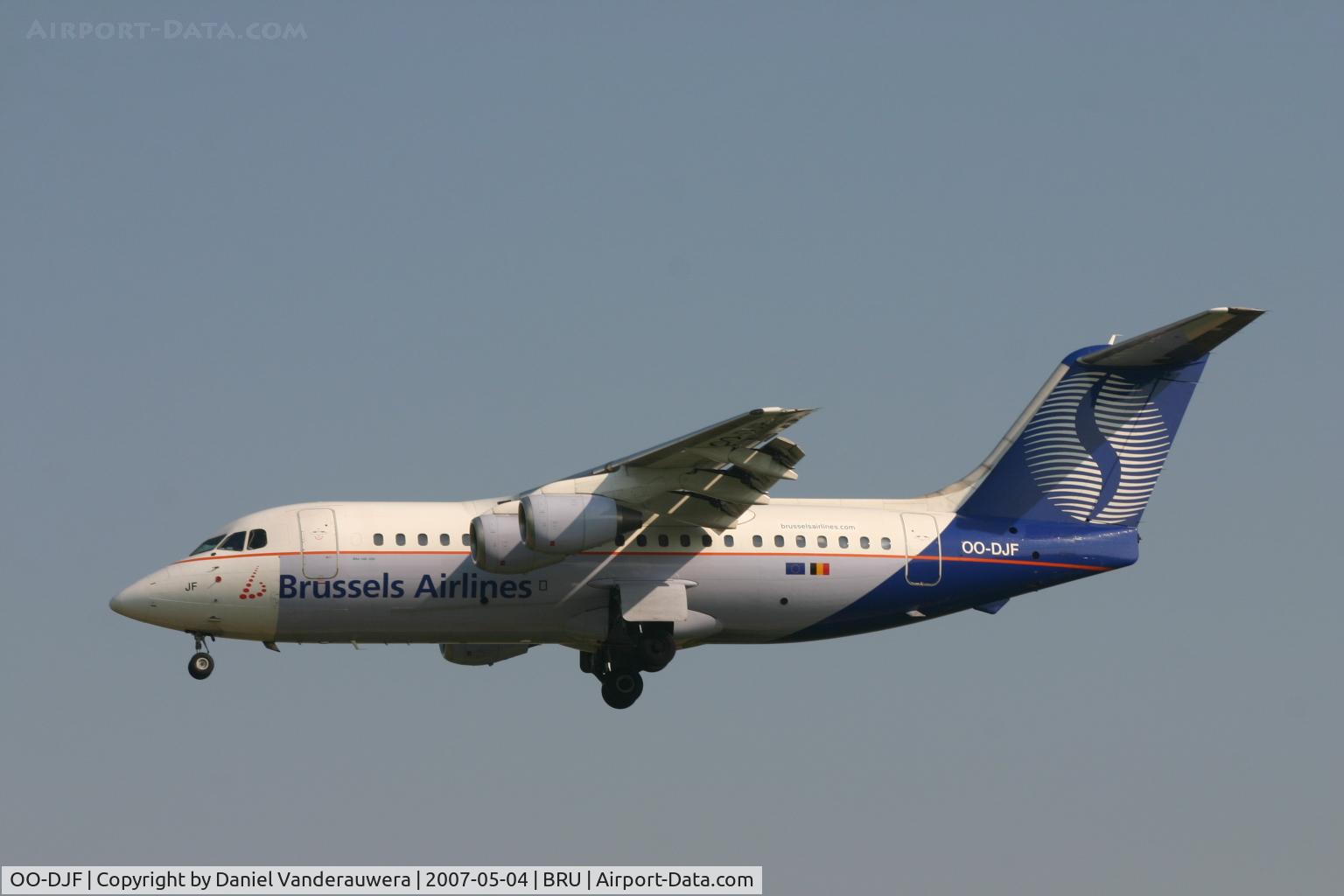 OO-DJF, 1990 British Aerospace BAe.146-200 C/N E2167, arrival of flight SN2188 from NCL