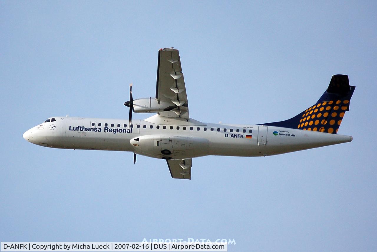 D-ANFK, 2001 ATR 72-212A C/N 666, Climbing out of Düsseldorf